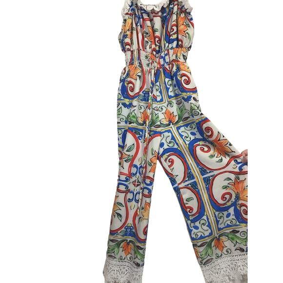Tea & Cup Colorful Boho Romper‎ Women's Small - Picture 3 of 7